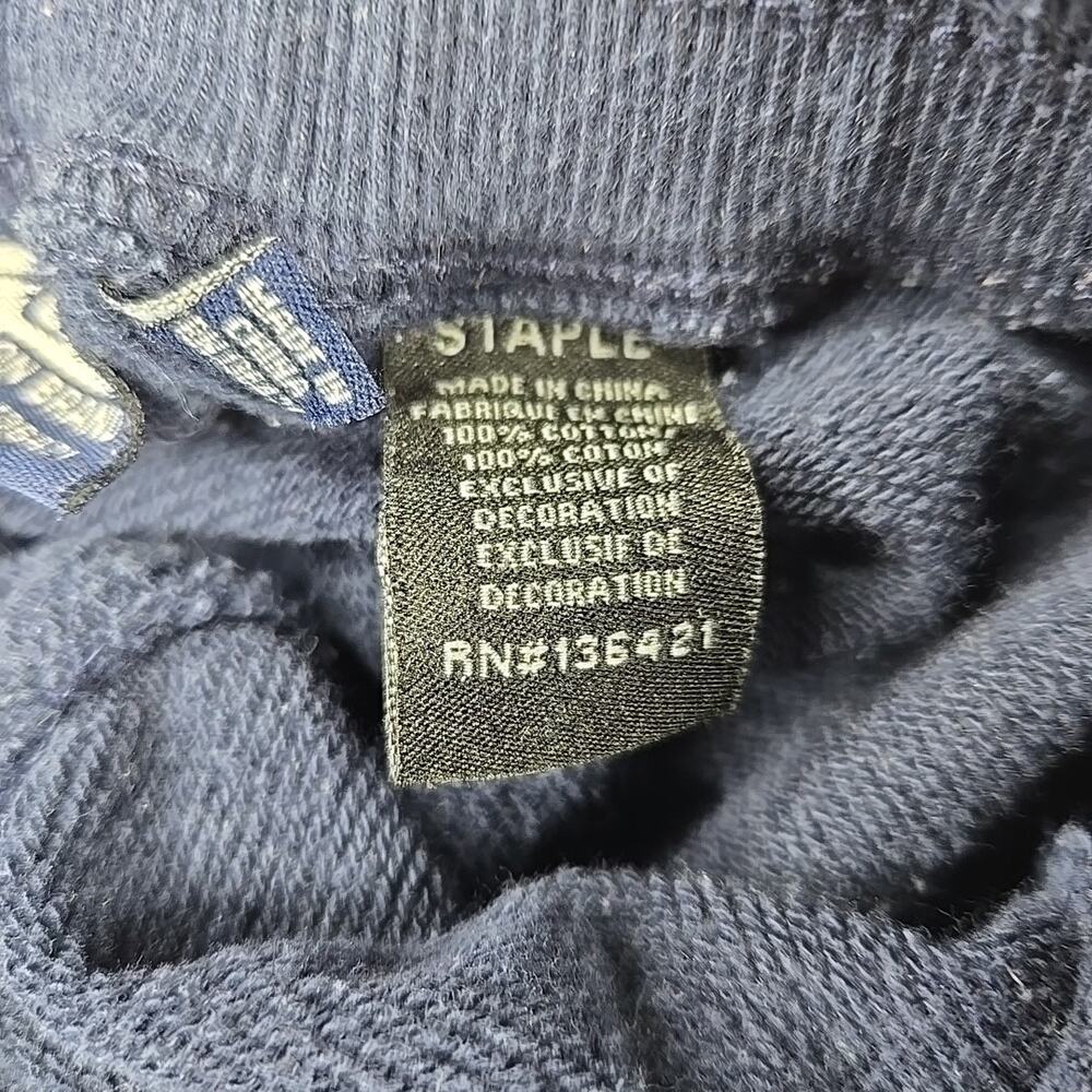 Staple Pigeon Men's Sweat Short Navy Blue/Red Fleece Striped Logo Size L - Picture 6 of 12